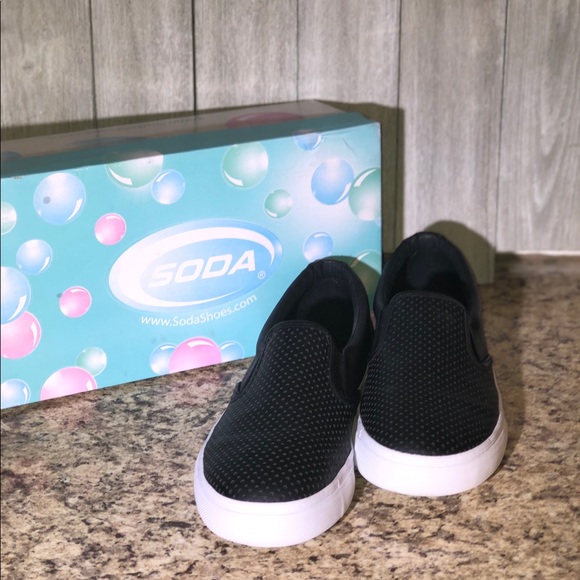soda black slip on shoes